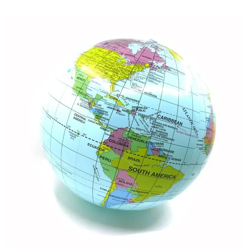 Globe gonflable 90cm 3D Conception de carte anglaise Outil d'éveil géographique pour enfants Utilisation pratique en classe interactive parent-enfant