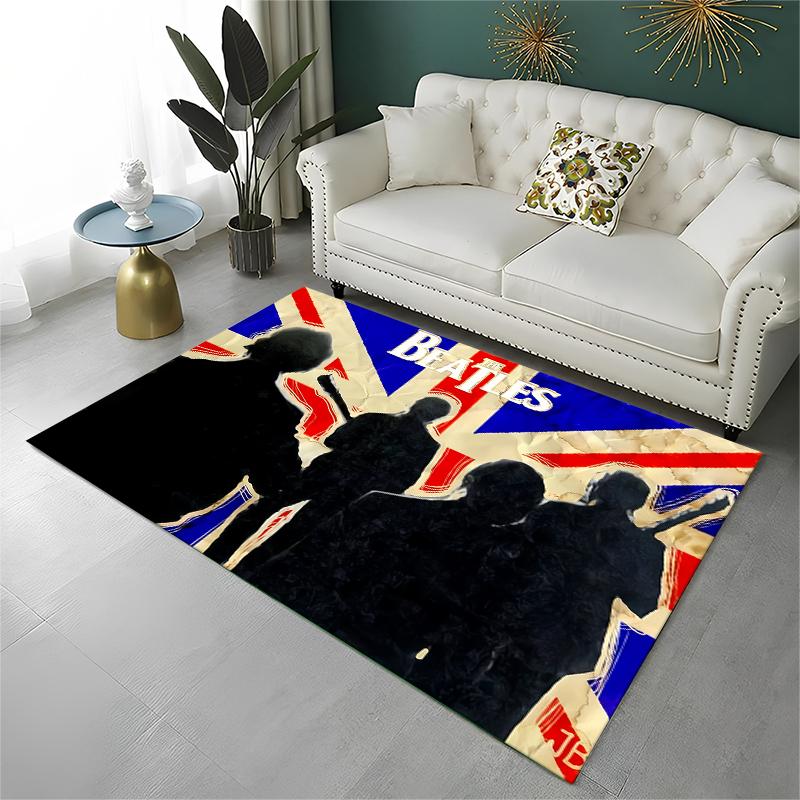 The B-Beatles Rock Band Star Carpet Rug for Playroom Bedroom Living Room Sofa Home Decor,kid Game Area Rug Non-slip Floor Mat