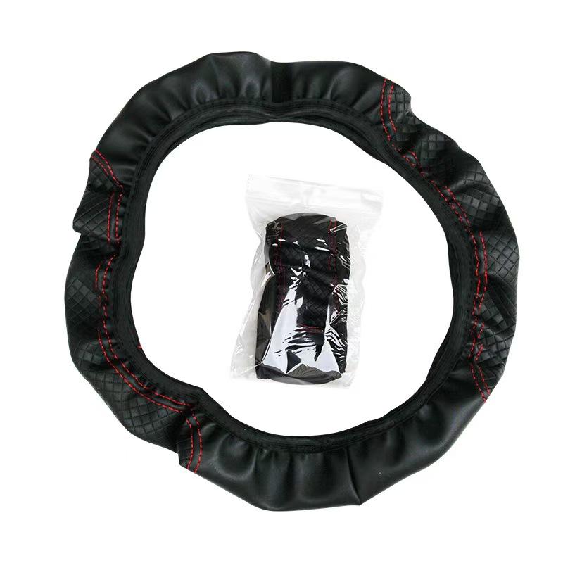 PU Leather Embossed Three-dimensional Car Without Inner Ring Steering Wheel Cover for 14.5-15Inches of Automotive Supplies