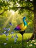 Metall Pfau Rasendekor mit Solar-LED-Leuchten Gartenschmuck Außendekor Landschaft Dekorative Skulptur