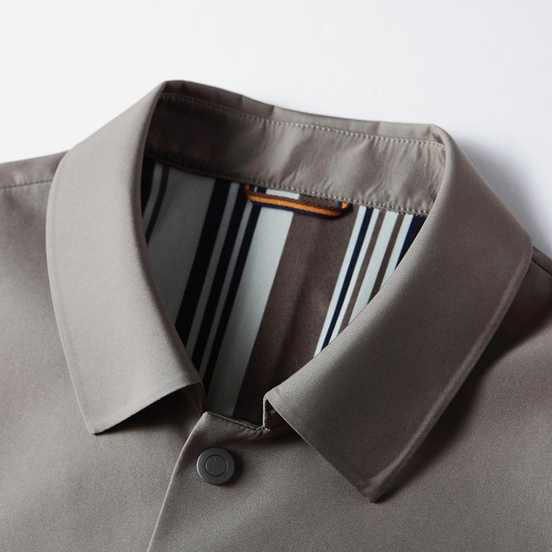 Spring and Autumn Medium and Long High-end Casual Lapel Trench Coat Light Luxury Business Youth Non-ironing Jacket