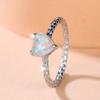 Cushion Cut Square Rainbow White Fire Opal Rings For Women Gold Horse Eye Zircon Charm Leaf Wedding Bands Party Jewelry CZ