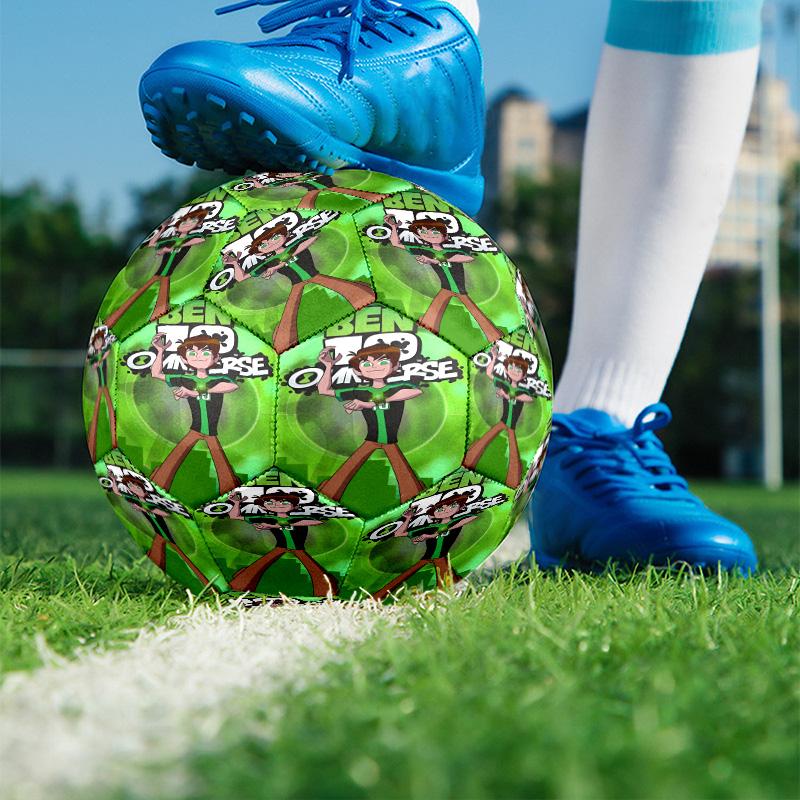 Ben 10 Cartoon Print Size 5 Soccer Ball, PU Wear Resistant Football for Match Training and Daily Practice, Birthday Gift for Soccer Fans