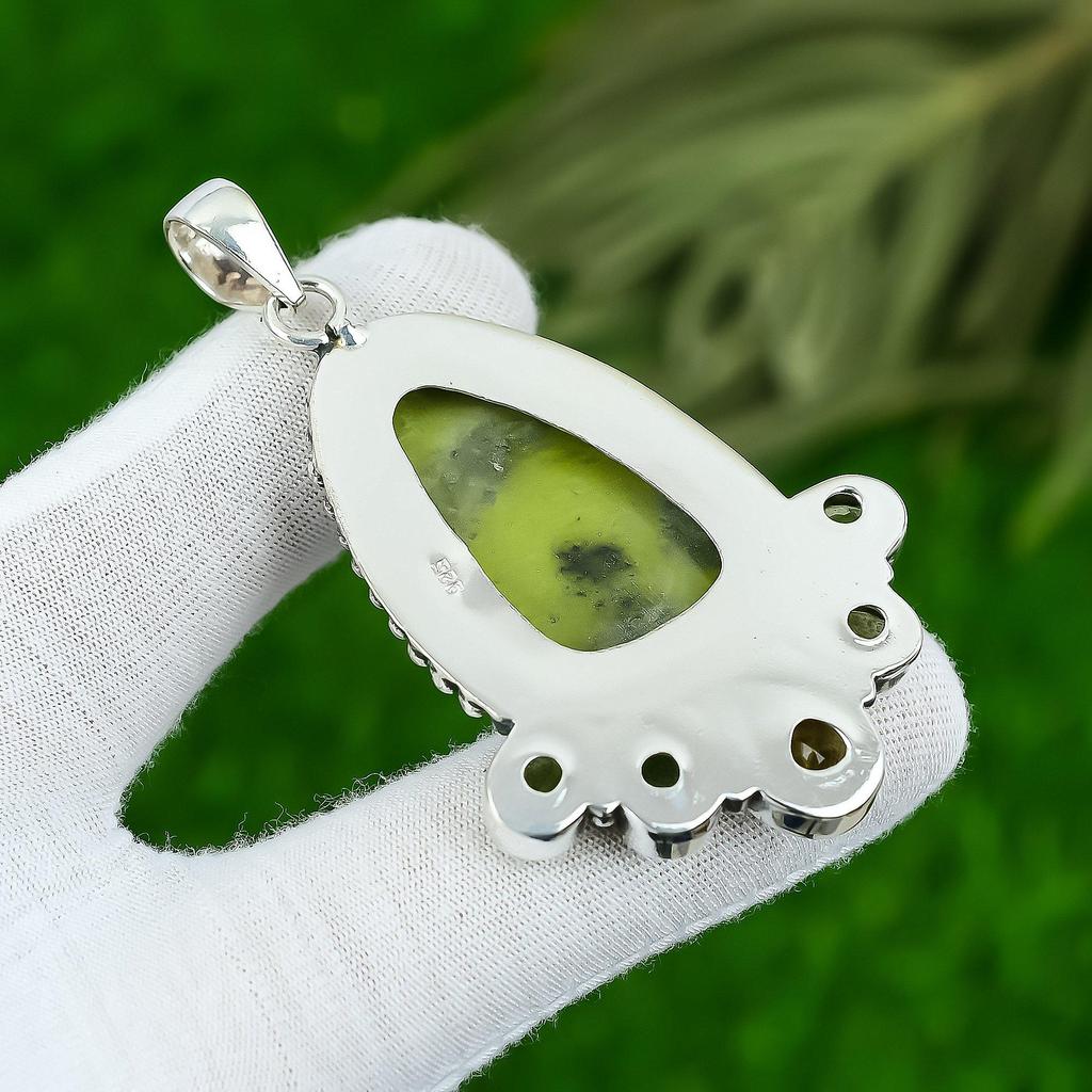 Wedding Gift For Her 925 Silver Natural African Vasonite Gemstone Pendant