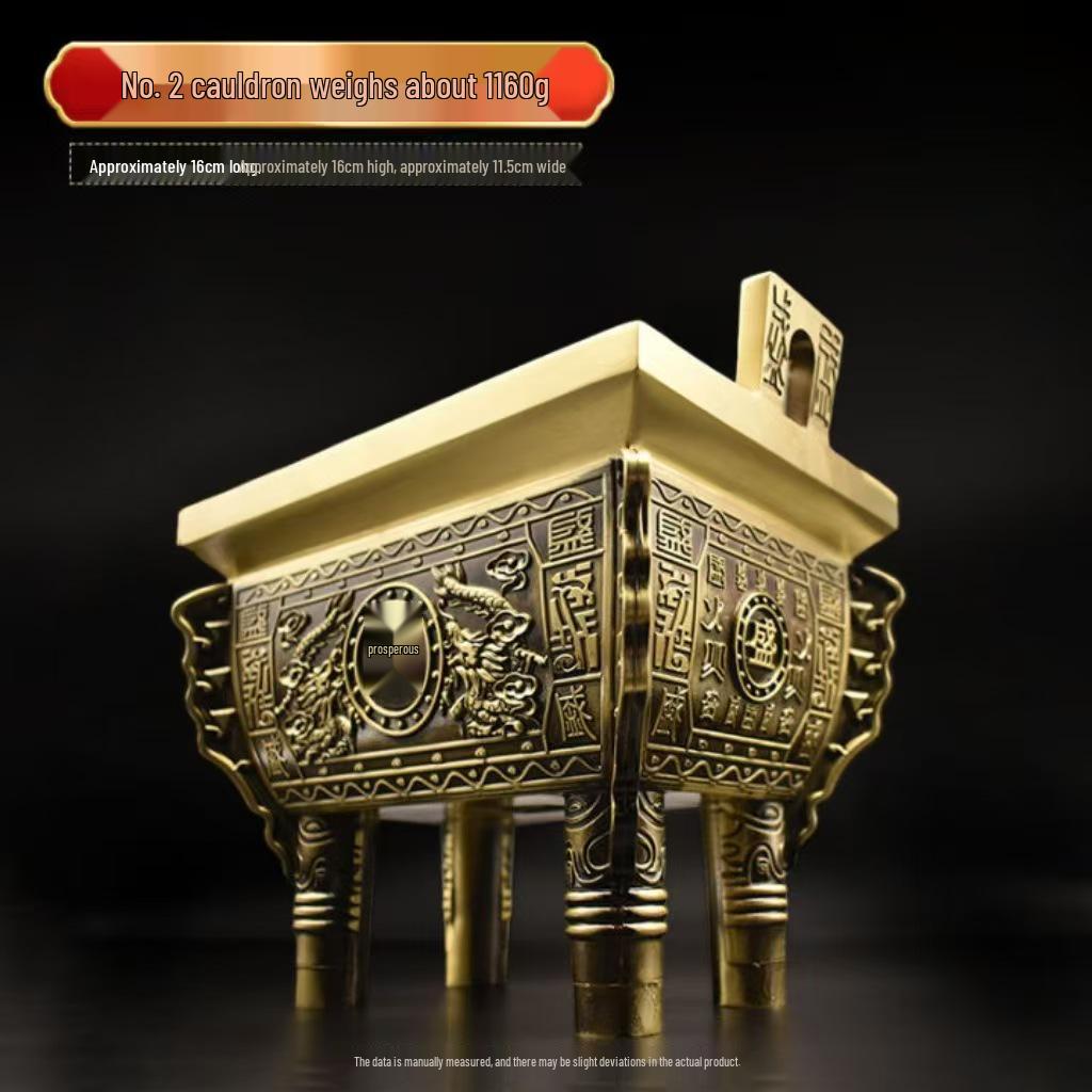 Brass and Copper Double Dragon Ding: Decorative Office & Home Ornament