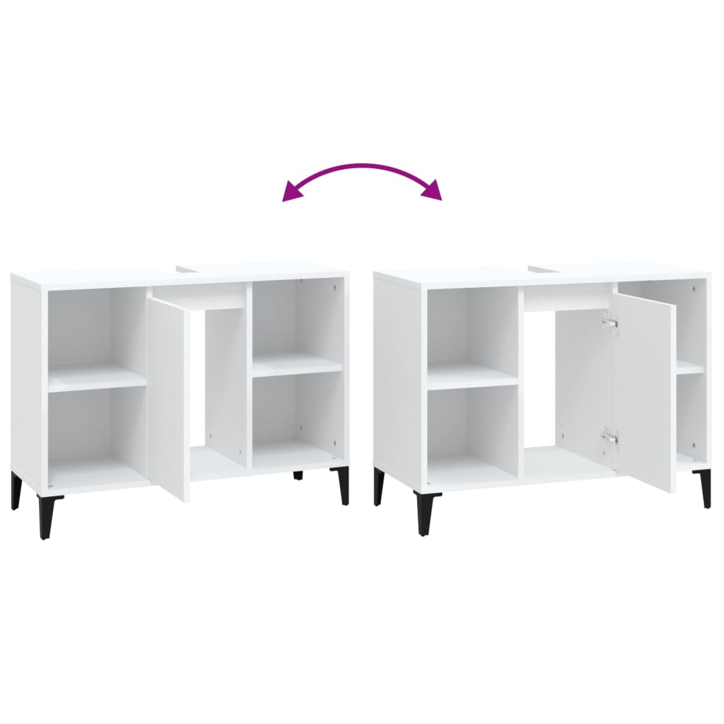 Bathroom Vanity Cabinet White 80 X 33 X 60 Cm Engineered Wood