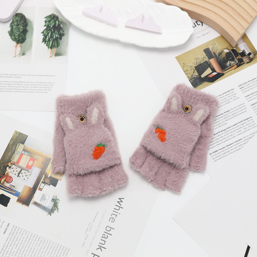 Zimní bezprsté rukavice s odklápěcím vrškem v korejském stylu - Unisex, kreslený design, kompatibilní s dotykovou obrazovkou, ideální pro psaní a ťukání