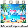 Tropical Beach Birthday Banner, Flamingo Ring Backdrop Wall Decor for Party