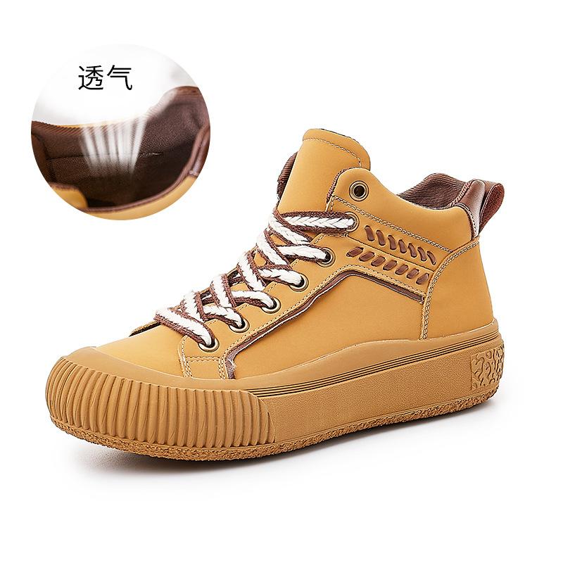 

Leather little white shoes women s 2025 spring and summer new women s platform casual single shoes women s flat-bottomed sports high-top women s shoes 35 жёлтый