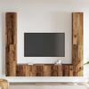 Wall Mounted TV Cabinets Set of 6 Rustic Wood Effect Engineered Wood