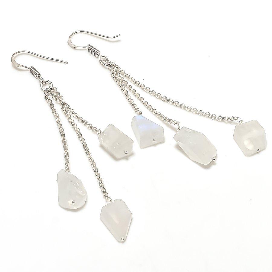 

Rainbow Moonstone Gemstone 925 Sterling Silver Jewelry Earring 3.23 KJ-882