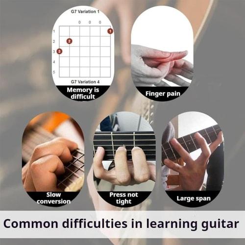 Guitar Chord Presser, Guitar Chord Trainer, Double Chord, Guitar Learning Aid for Kids, Beginners, and Adults (Black)