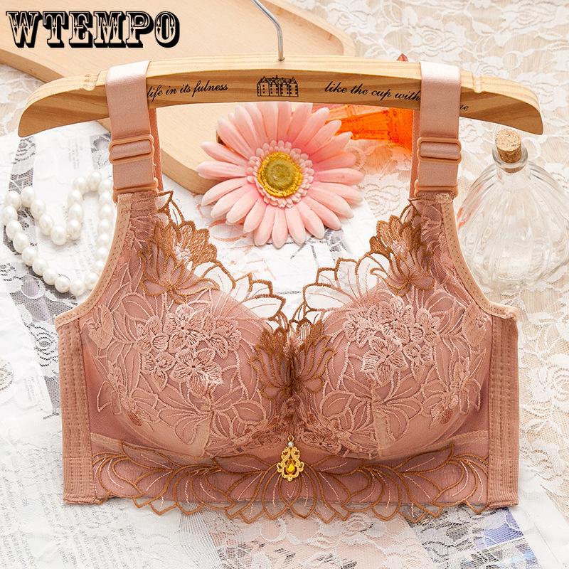 

Gathering Bra for Women Not Empty Cup Thin and Thick Cup Adjustable Bra Anti Sagging Bra Collection Accessory Bra 42/95B чорний