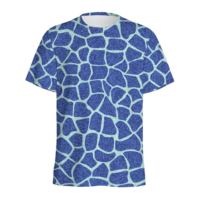 Cute Giraffe Pattern T-shirt for Boys Summer 3D Printed Animal Skin T Shirt Fashion Round Neck Short Sleeve Kids Tees Tops