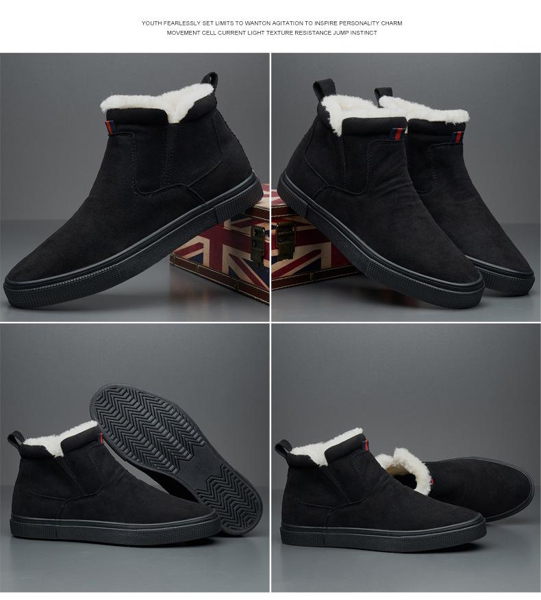 Winter Shoes for Men Leather Boots Warm Plush Leather Casual Shoes Outdoor Snow Boots