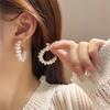LATS 2022 New C-shaped Imitation Pearl Earring Fashion Design High-end Hoop Earrings for Women Trendy Zircon Elegant Gift