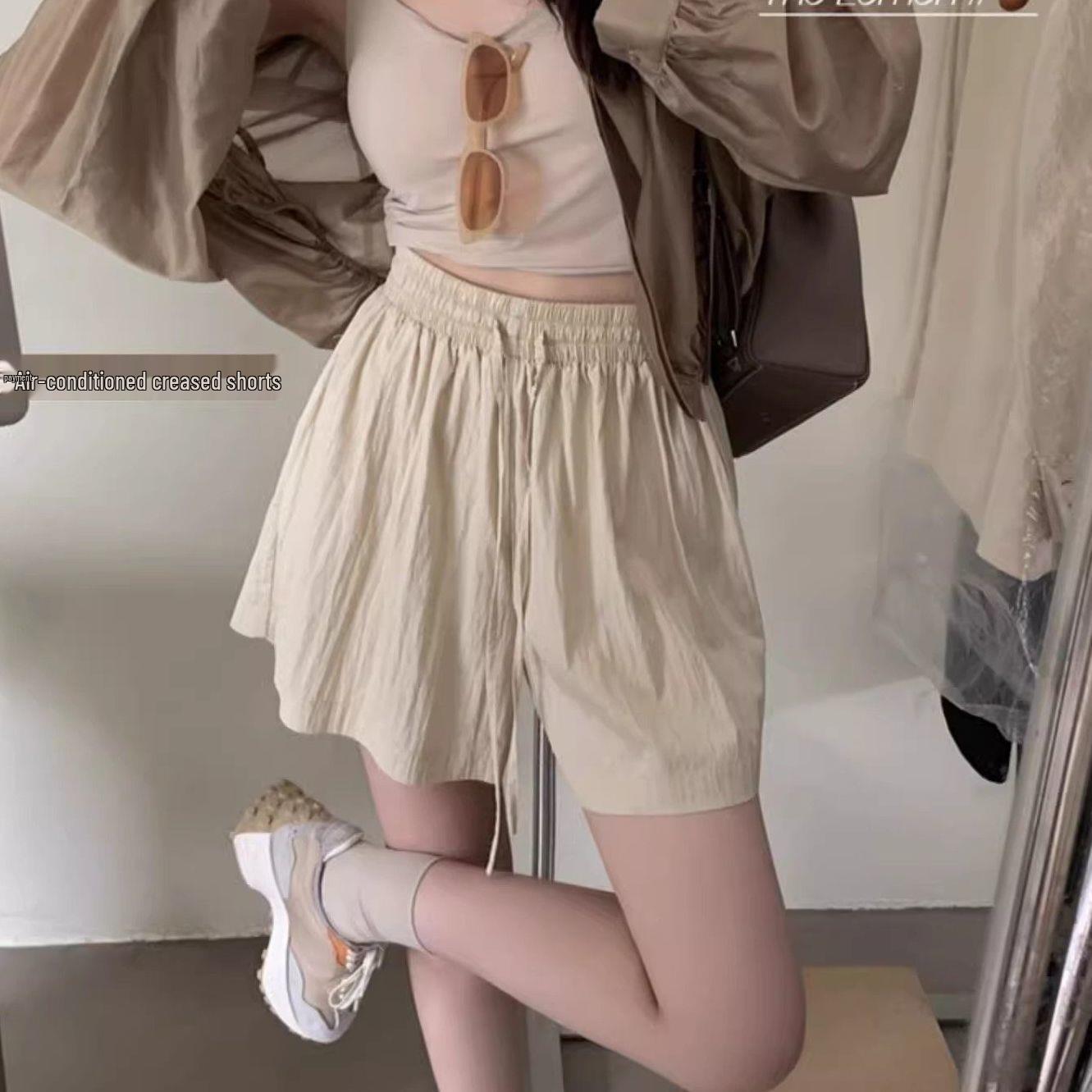 Yamamoto Women s Spring Quick-Dry High-Waisted A-Line Ice Silk Shorts Skirt S 40-47kg