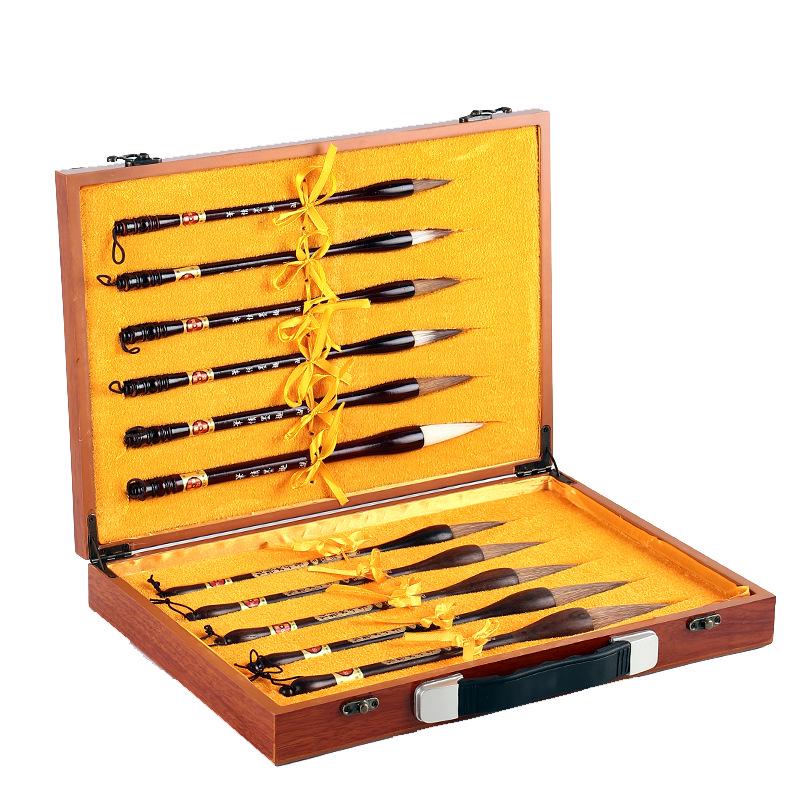 Creative 12-Piece Wolf Hair Calligraphy Brush Set Gift Box for Adults