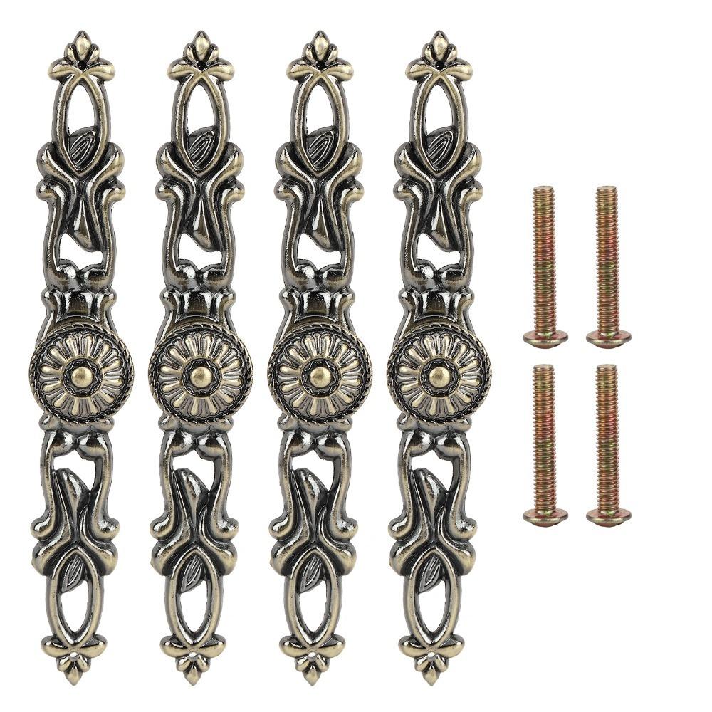 4pcs Durable Drawer Pulls Antique Bronze Door Handles Vintage Cabinet Handles  Kitchen