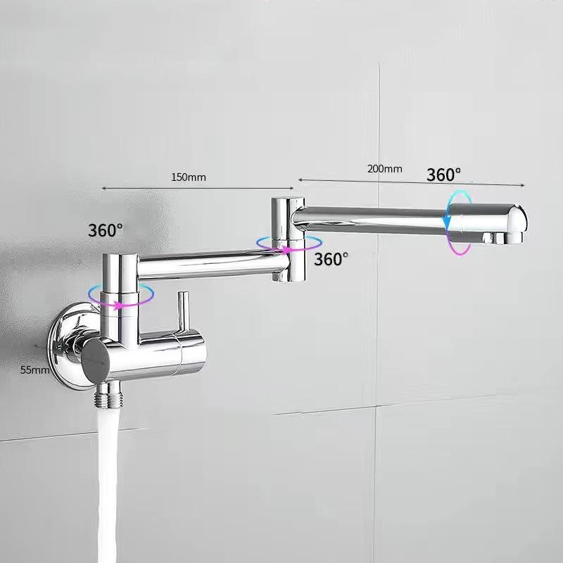 Baterie Neagră Monocomandă pentru Apă Rece Cupru Montată pe Perete Rotativă 360 Baterii Lavabo Baie Robinet Piscină Mop Balcon Exterior Argintiu Robinet Invizibil