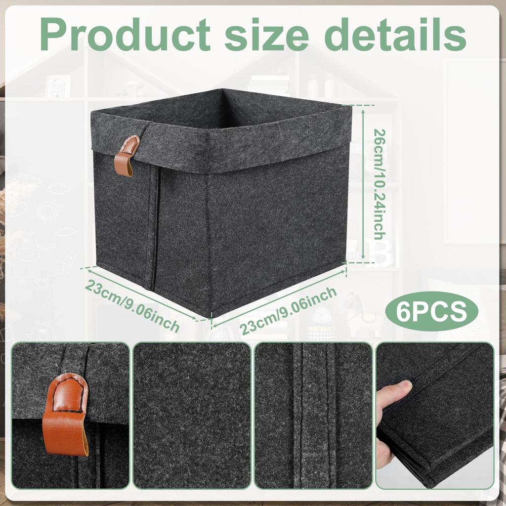 6Pcs Storage Cubes Closet Clothes Shoes Storage Containers Foldable Felt Fabric Cube Storage Bins Toy Cube Baskets Saves Space