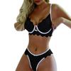 Women Sexy Lace Wireless Bowknot Bra Thong Lingerie Underwear Pajamas Set