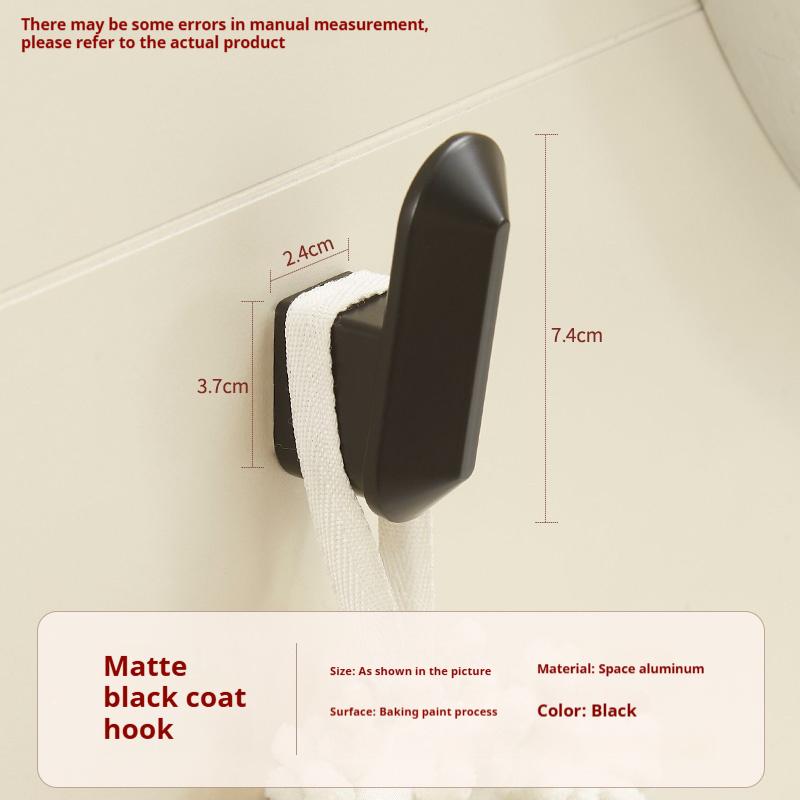 New Aluminum Single Hook Metal Hat and Coat Seamless Hook for Kitchen and Bathroom Use Behind Door