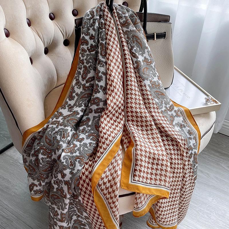 Korean New Cotton and Linen Hand Feel Shawl Beach Towel  Medium-length Silk Scarf Travel Sun Protection and Sun Protection for Women