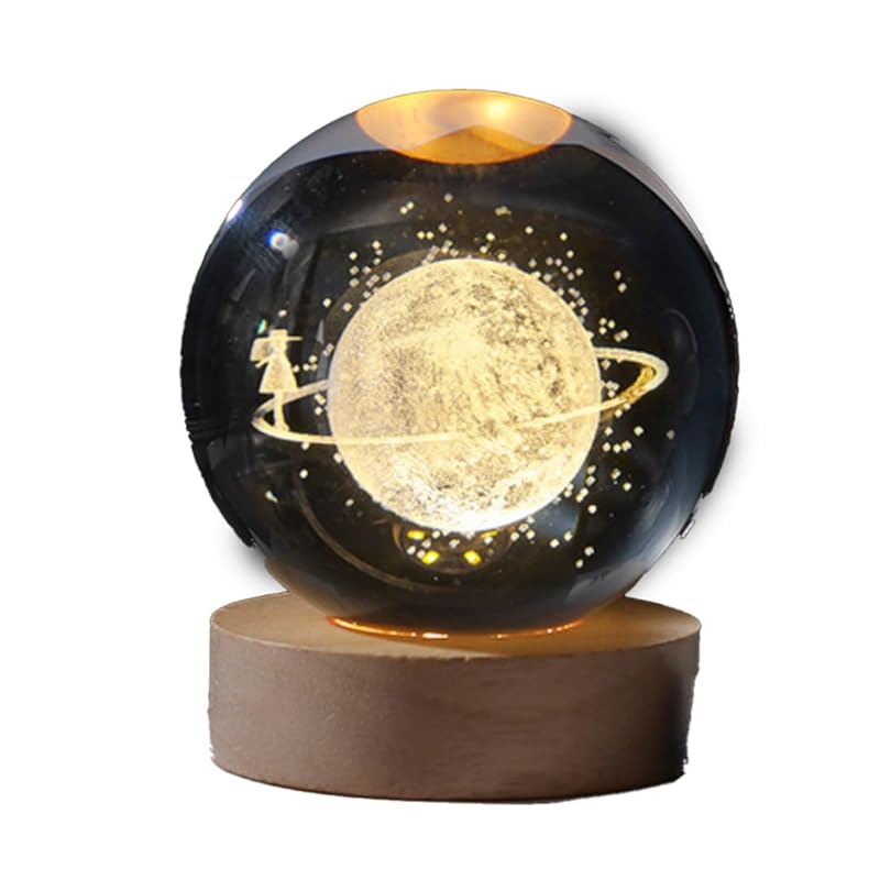 

TOMMYFIELD planet crystal ball night light glass ball wooden base ornaments 3D (starry sky) [product]