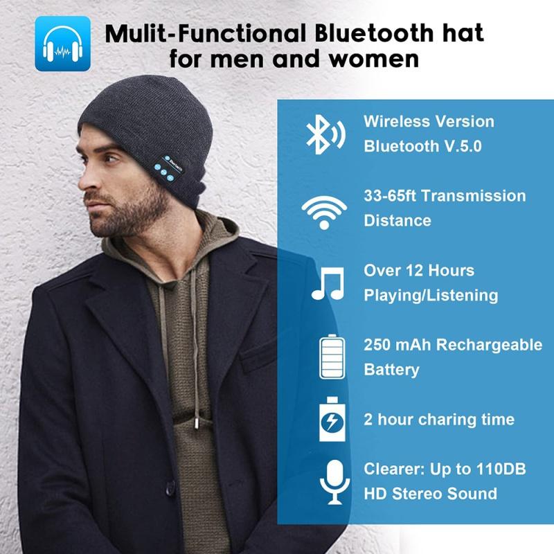 Bluetooth Beanie Mütze Kopfhörer Musik Mütze M5 Winter Drahtlose Kopfhörer Kappe USB Aufladbare Headset Mit Mikrofon Sport Für IPhone Xiaomi Samsung Telefon