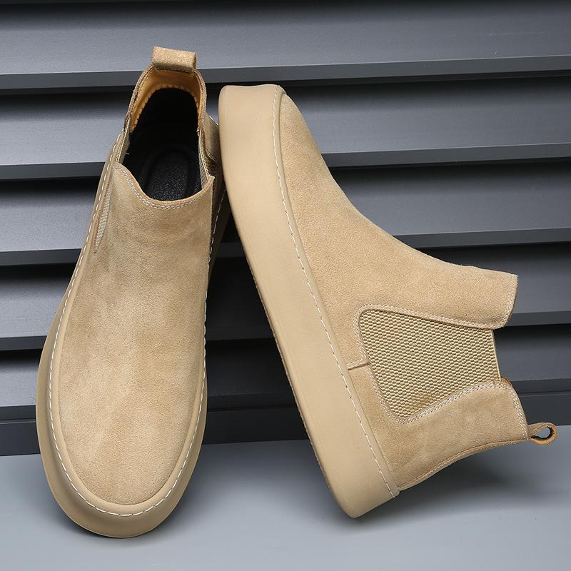 Fashion Ankle Boot New Arrival Men's Chelsea Suede Leather High Tops Shoes Male Walking Sneakers Footwear Zapatos Hombre