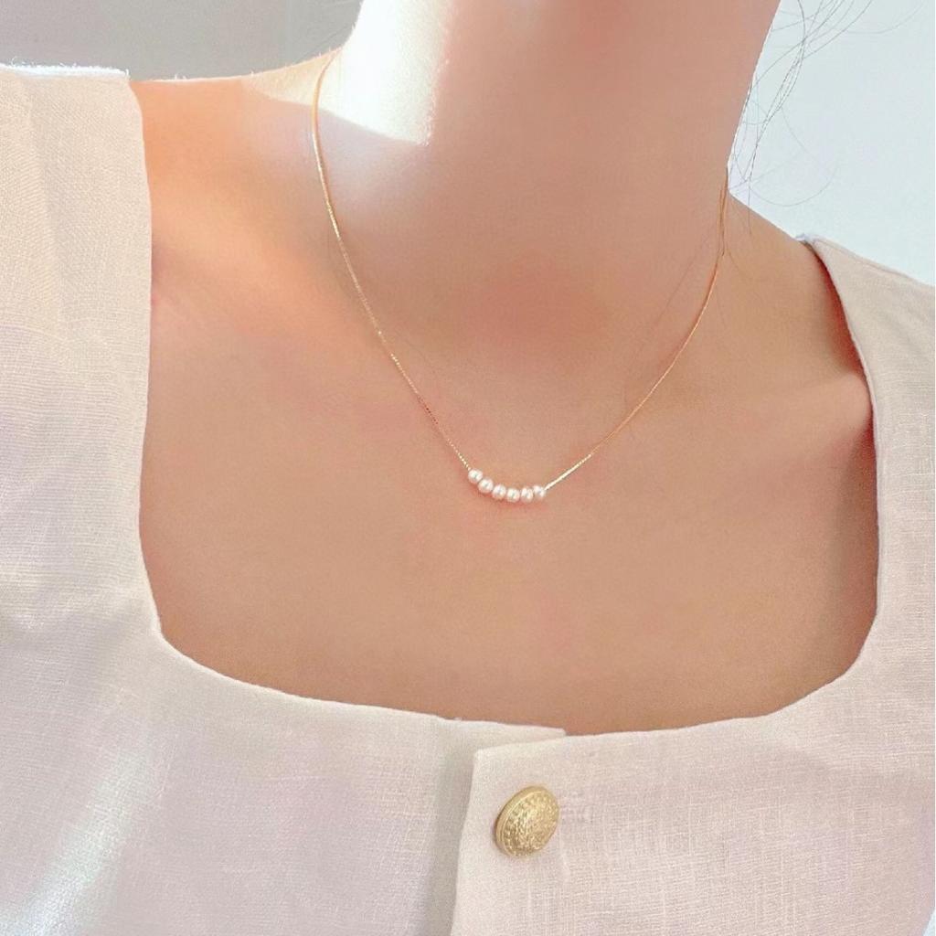 925 Sterling Silver Necklace, Simple and Versatile Jewelry, Natural Freshwater Pearl Smile Collarbone Chain, Women's Ins Senior Sense 2026