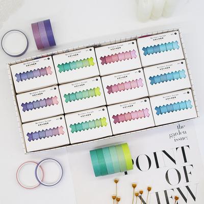 6rolls/set 10mm * 2m Rainbow Gradient Series Ins Solid Color Washi Tape Creative Collage DIY Scrapbook Material Masking Tape