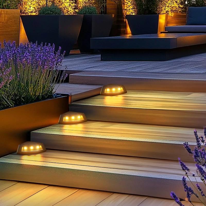 8Pcs Solar Step Lamp Outdoor Waterproof Wireless Garden Stair Lighting for Patio Walkway Deck Steps Garden Decorative Lights