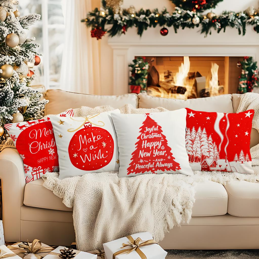 Merry Christmas Cushion Pillowcase Printed Polyester 40/45/50cm Throw Pillowcover Decorative Sofa Cushion Pillowslip Home Decor
