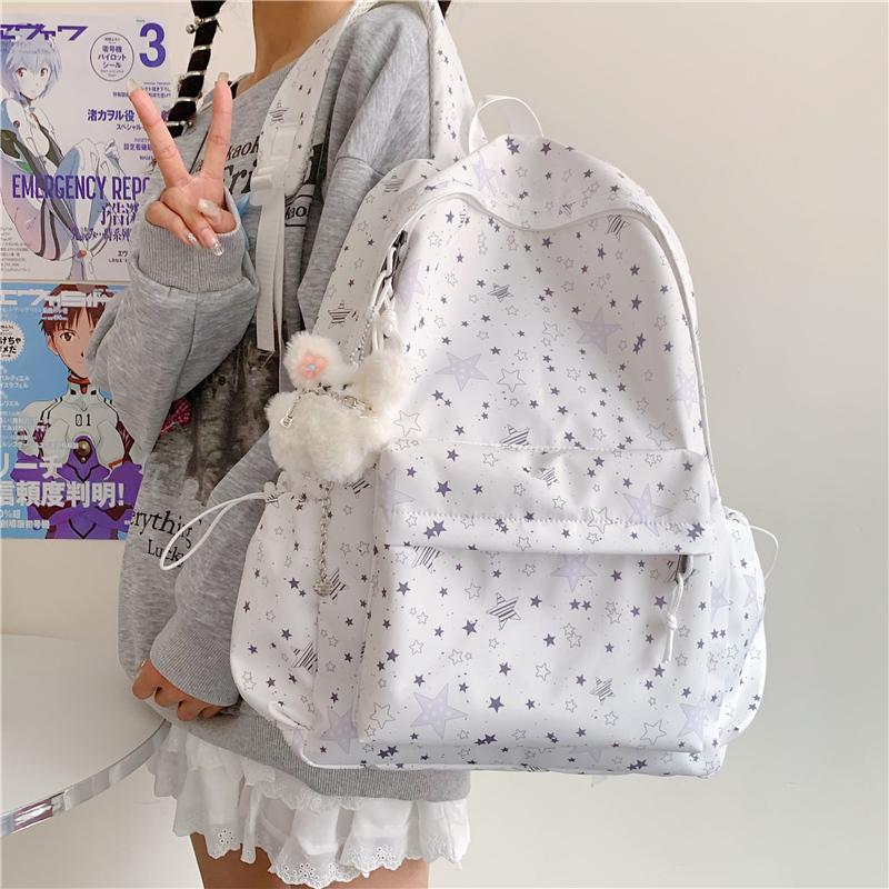Cartable Grande Capacité Imprimé Étoiles Sac à Dos Filles Étudiants Collège Cartable