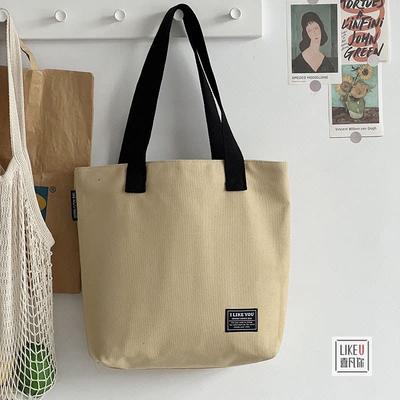 Original Design Thickened Canvas Simple Literary Student Commuting Tote Large Capacity Portable Shoulder Bag