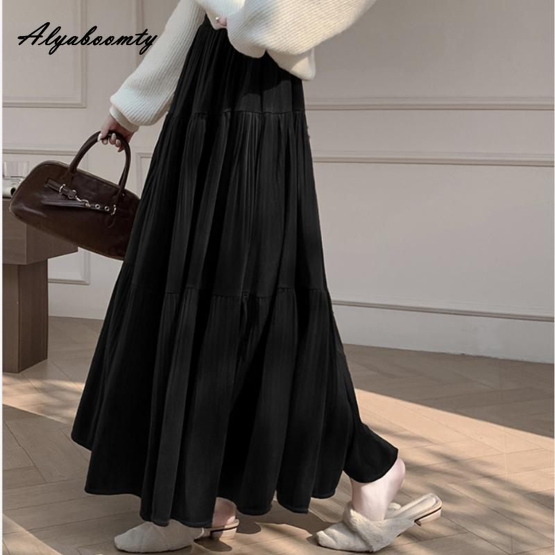 

Корейская Мода Осень Зима Женская Бархатная Юбка Эластичная Талия Черный Бежевый Коричневый Фиолетовый Юбка Миди Элегантная Плиссированная Женская Юбка Женская One Size чёрный