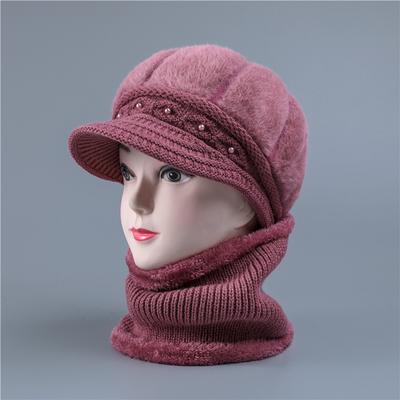 Set di cappelli e sciarpe per anziani di mezza età Cappelli invernali spessi di lana Cappelli per anziani Cappelli per mamme Sciarpa Completo