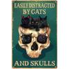 Yepzoer Skull and Cat Metal Retro Vintage Tin Sign Bar Wall Decor Poster 8x12 Inch