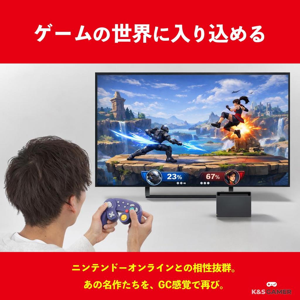 controls x controller for 2 USB charging support compatible [GC-style Wireless] GameCube-style Switch/Switch Vibration, Turbo, PC/Steam (Navy)