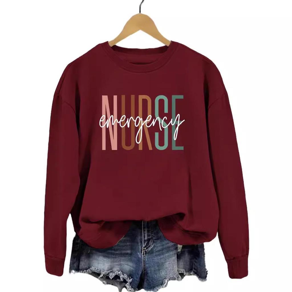 European Fashion Printed Long-Sleeve Pullover Sweatshirt: Comfortable, Versatile Autumn Top for Women