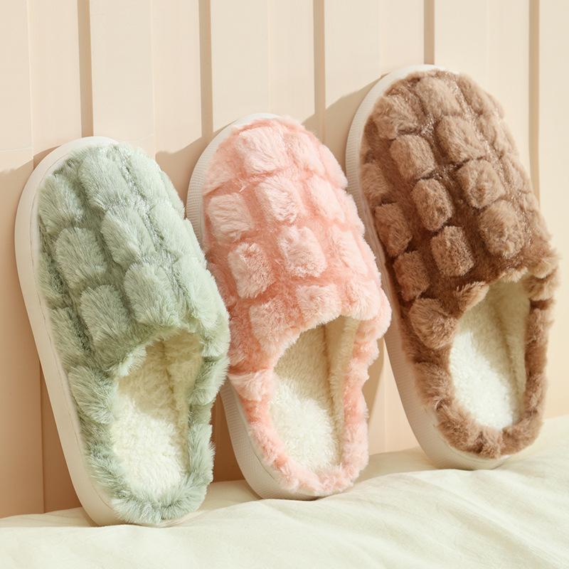Couple cotton slippers winter 2025 new indoor home home home non-slip warm plush slippers