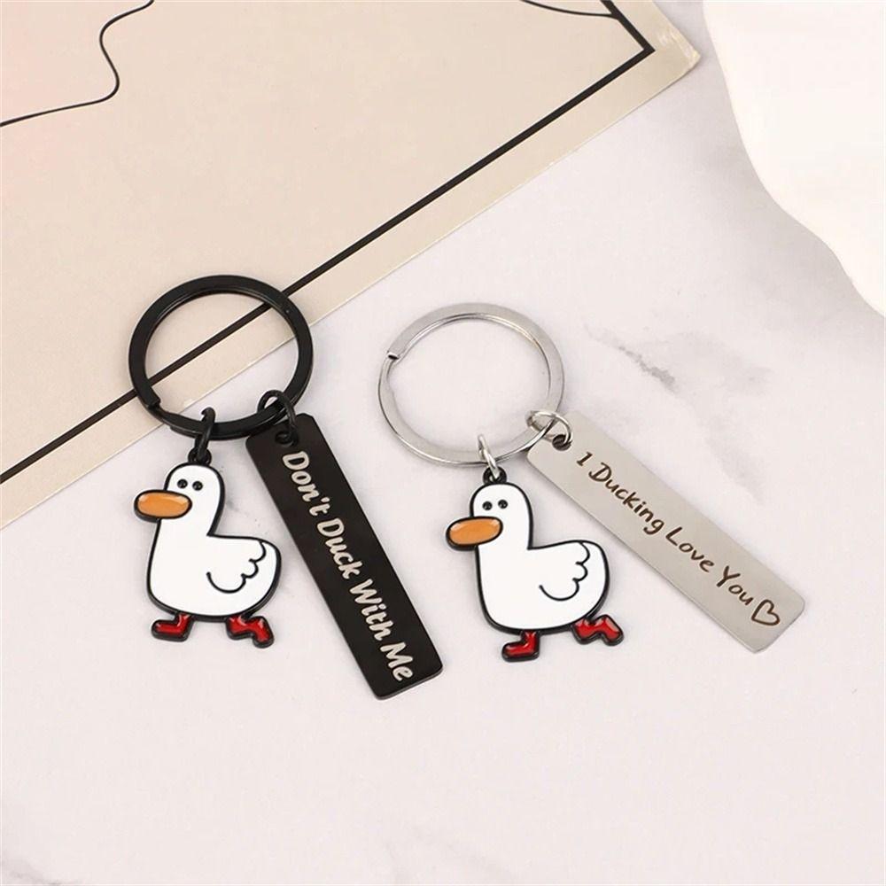 Stainless Steel Ducking Love Keyring Couples Jewelry Duck Pendant Duck Keychain  Lover Gift
