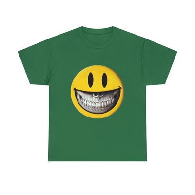 Happy :) Shirt Graphic Print Short Sleeve Emoji Art Unisex Heavy Cotton Tee