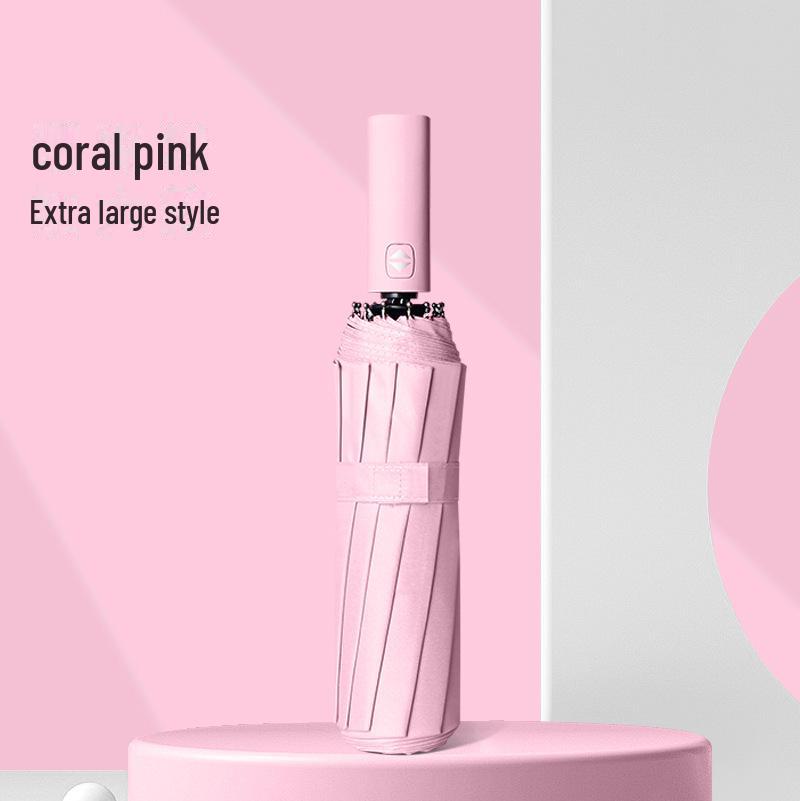 Automatischer 12-Speichen-Großschirm für Damen und Herren - Doppelte Nutzung, verstärkt für sonnige und regnerische Tage, geeignet für Studenten