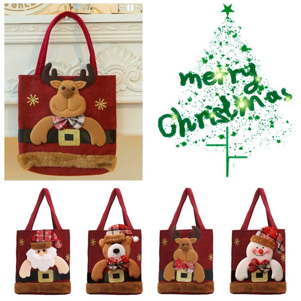 Christmas Tote Bags  Santa Snowman Fawn Gift Bags Children Gift Bags Candy Bags