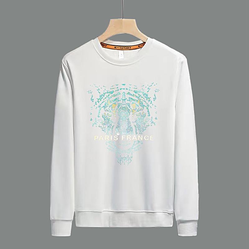 European Men's Laser Tiger Head Sweatshirt – Versatile, Trendy, Warm Fleece-Lined Pullover