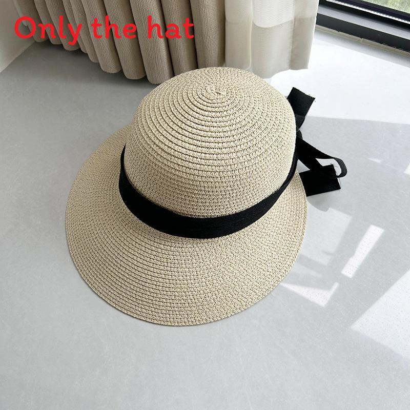 

Womens Summer Wide Brim Hat With Elegant Bow Knot And Sunblock Function бежевий