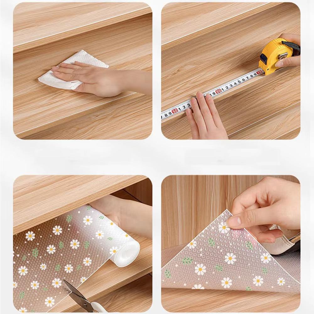 Easy To Clean Reusable Daisy Flower Cabinet Mat Moisture-proof Waterproof Drawer Mats Non-Adhesive Table Mat